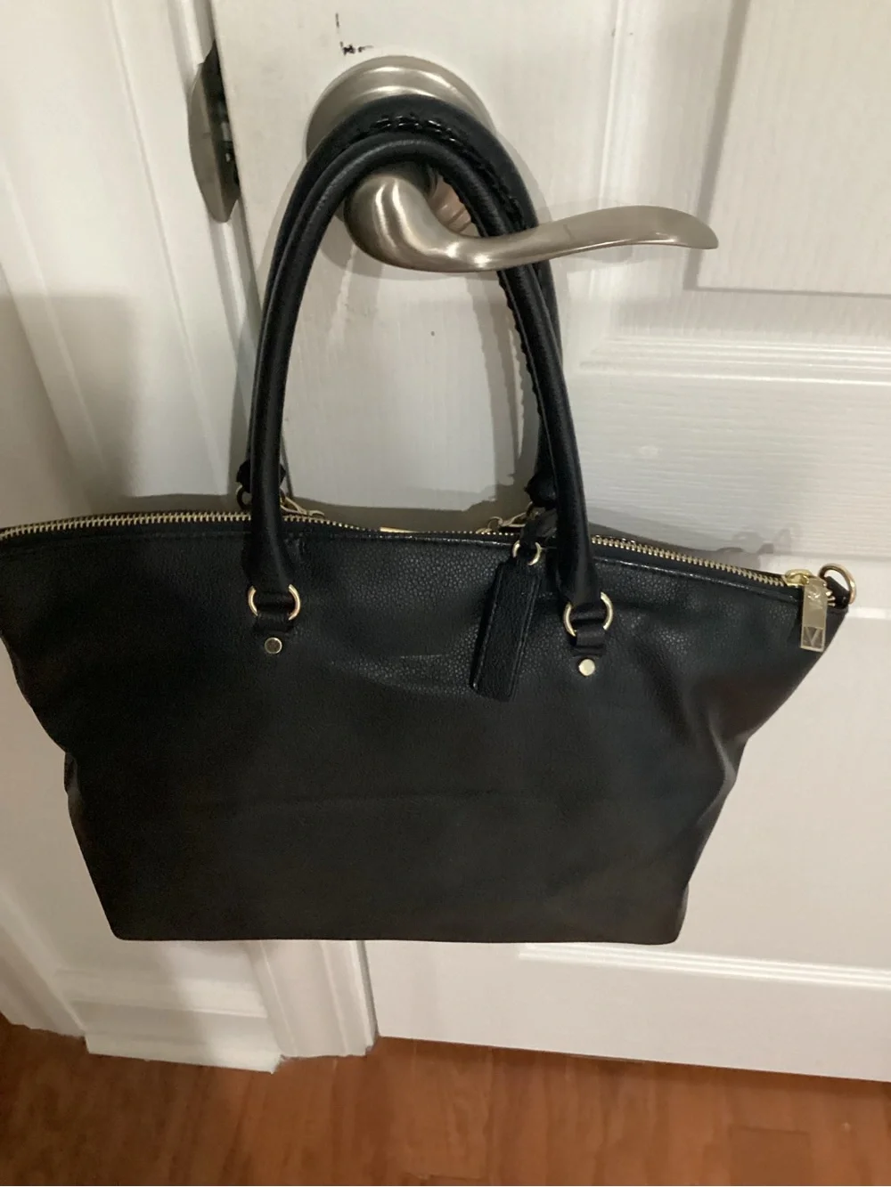 VICTORIA SECRET Black Leather  Bag with Gold Chain Accent